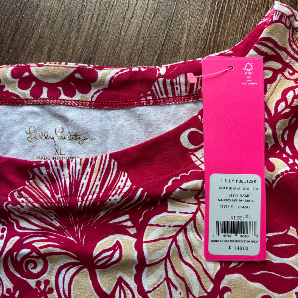 Lily Pulitzer Burgundy/Pink/Cream Maddox UPF50+ Dress - Picture 3 of 4